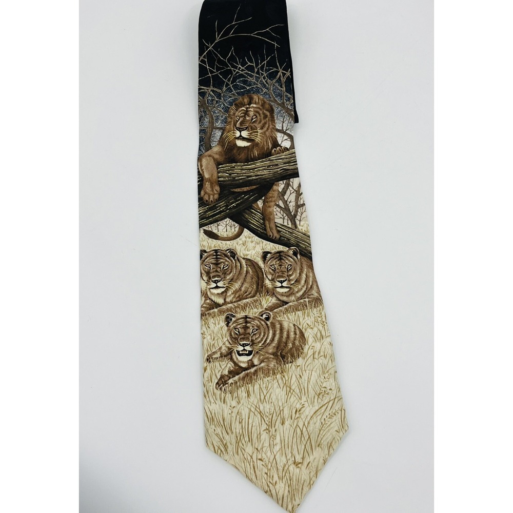 Vintage Endangered Species Tie King Of Beast 1996 Marc Dennis Silk Lions